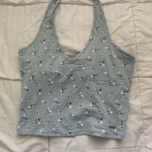 Hollister Baby Blue Floral Halter Tank